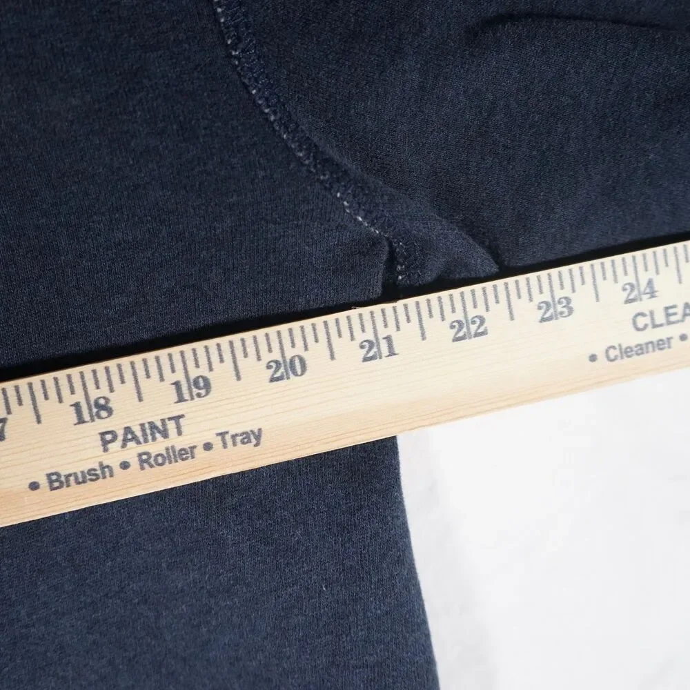 Polo Ralph Lauren Spellout Distressed Hoodie Navy XL Cropped See Measurements